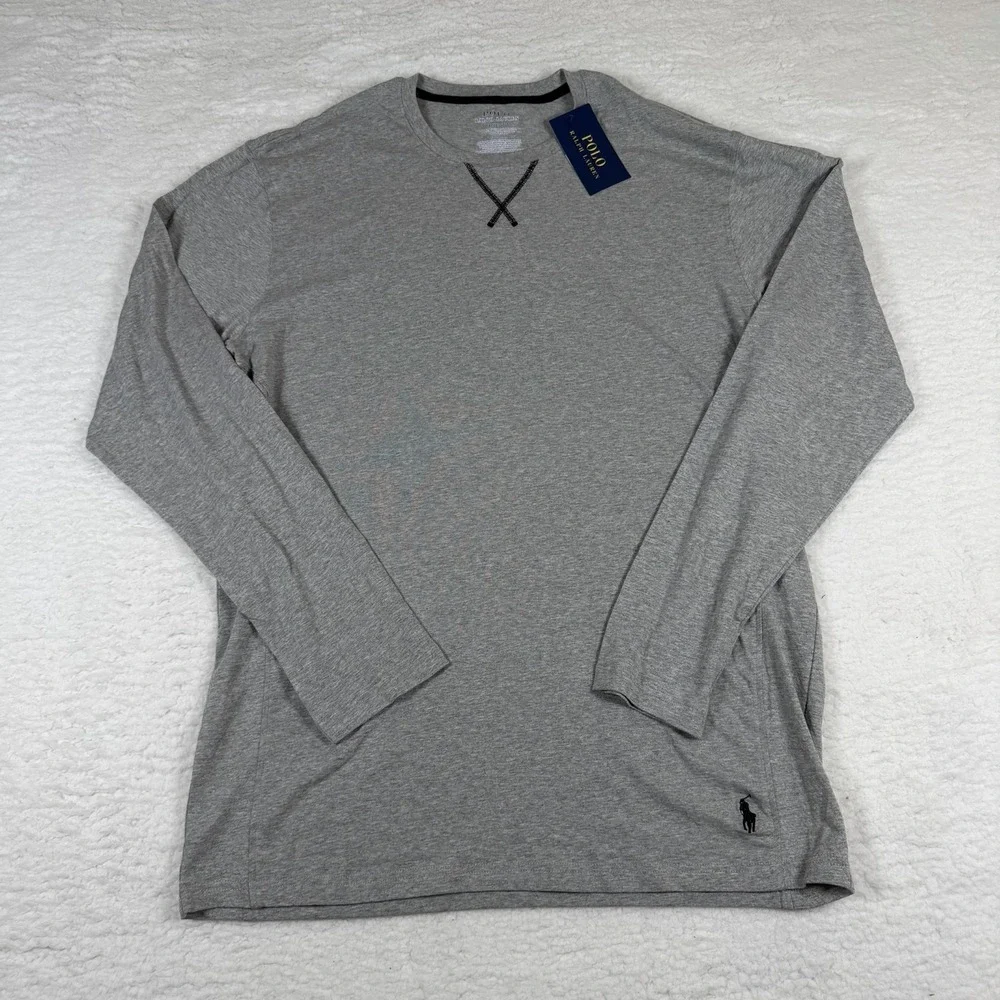 Polo Ralph Lauren Mens Long Sleeve Performance T-Shirt Gray Cotton  XL NWT
